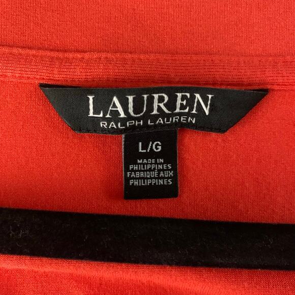 LAUREN RALPH LAUREN‎ Blouse Large Faux Wrap Draped 3/4 Sleeve RLL Embroidered - Picture 9 of 12